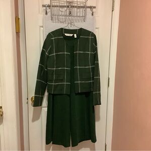 Chic Green Plaid Women's Suit Set